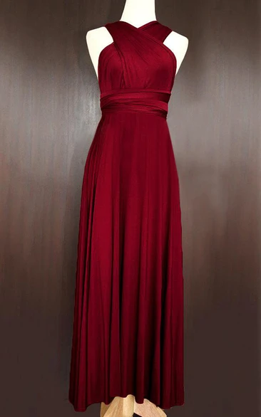 Wine Red Infinity Convertible Bridesmaid Dress Maxi Length
