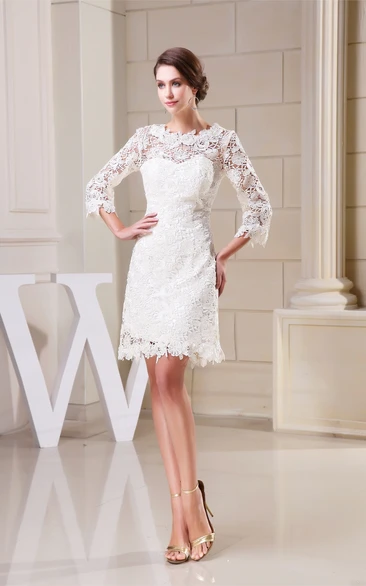 Half Sleeve A-Line Dress with Delicate Appliques