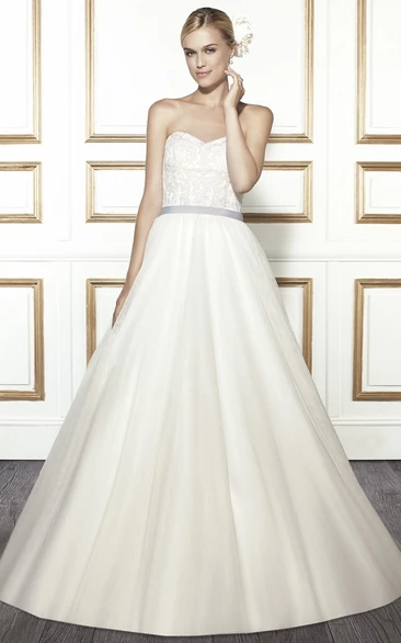 Sweetheart Ball Gown Wedding Dress with Deep-V Back Tulle