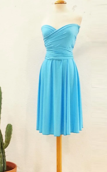 Light Blue Bridesmaid Dress Short Infinity Pool Blue Evening Dress for Bridesmaids