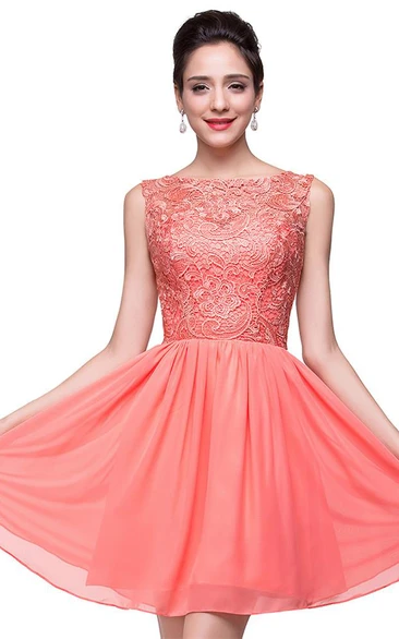 Chiffon Lace Bridesmaid Dress with Sleeveless and Lovely Design