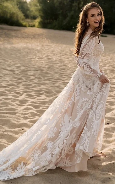 boho hippie beach wedding dresses