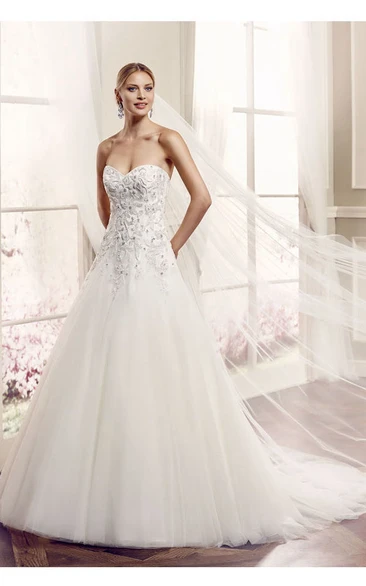 Beaded Sweetheart Sleeveless Tulle Wedding Dress