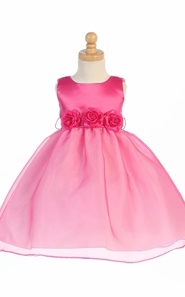 Sleeveless Organza & Satin Tiered Flower Girl Dress Elegant