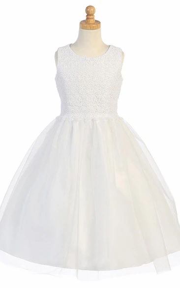 Tiered Tulle&Lace Floral Flower Girl Dress Elegant Wedding Dress for Girls