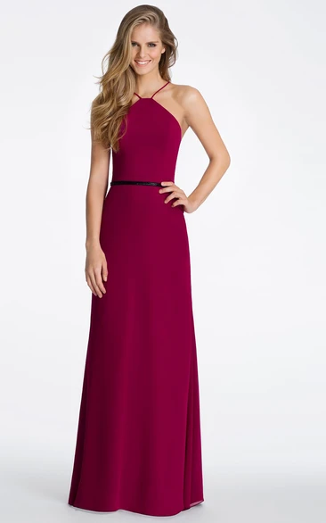 Spaghetti Strap Chiffon Bridesmaid Dress Flowy Prom Dress