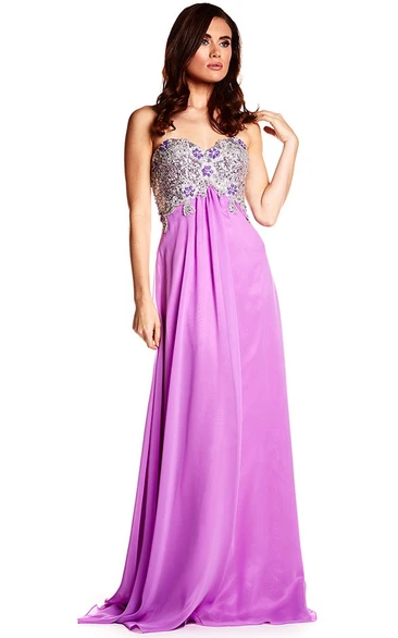 Jersey Sweetheart Prom Dress with Beading and Brush Train Sleeveless Bridesmaid Dress