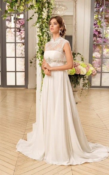 Second Empire Waist Chiffon Wedding Dress