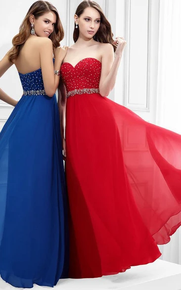 Sweetheart Beaded Sleeveless Chiffon Prom Dress Classy Prom Dress for Women