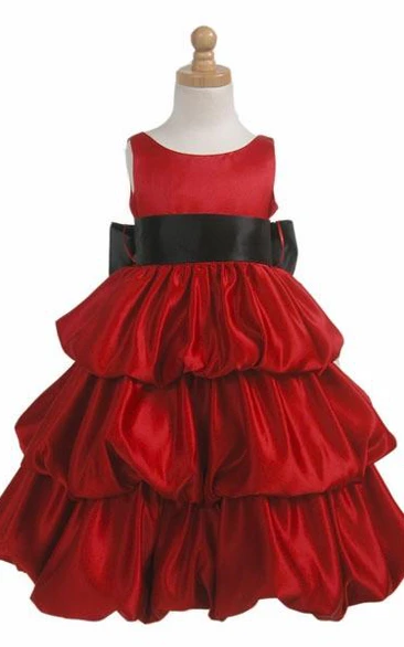 Sleeveless Satin Tiered Flower Girl Dress Modern 2024 Collection