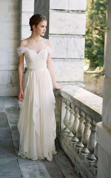 Chiffon Wedding Dress Ruffle Skirt Elegant Bridal Gown