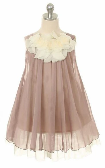 Tiered Chiffon Flower Girl Dress Tea-Length Elegant Boho