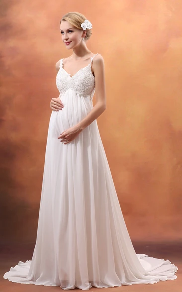 Spaghetti Straps Empire Maternity Wedding Dress