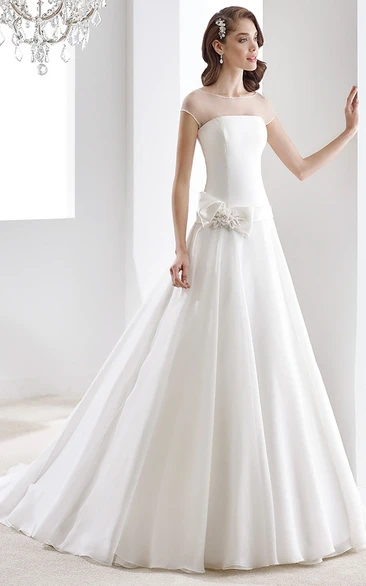 Cascading Ruffle High-Low Wedding Dress with Strapless Bodice Elegant Bridal Gown