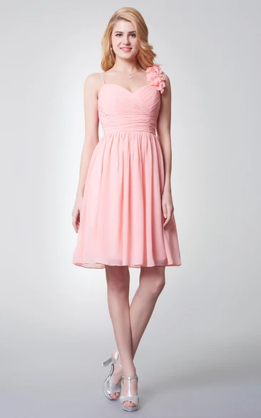 Empire Waist Chiffon Bridesmaid Dress with Flower Detailing Sleeveless & Unique