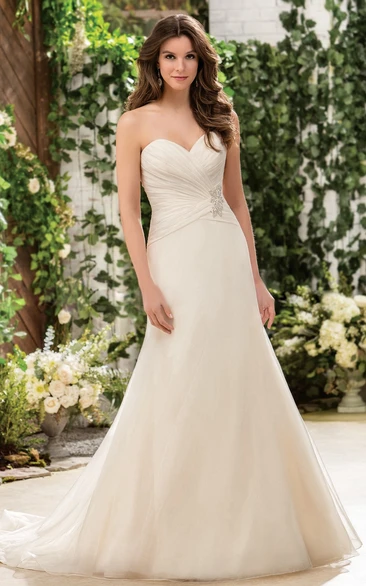 Trumpet Wedding Dress with Jewels and Detachable Sleeves Sweetheart Style