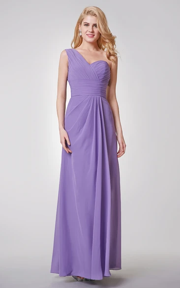 Ruched One Shoulder A-line Chiffon Bridesmaid Dress