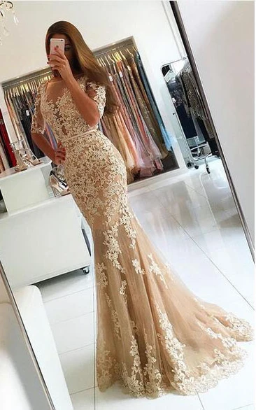 Cream color hot sale evening dresses