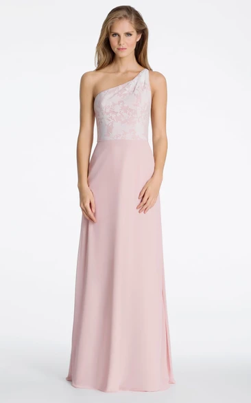 Appliqued One-Shoulder Chiffon Bridesmaid Dress with Straps Unique and Modern