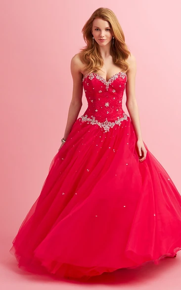 Maxi Ball Gown with Sweetheart Neckline and Tulle Bridesmaid Dress