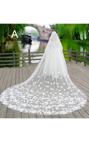 Korean Style Lace Applique Large Tailed Tulle Veil New Arrival