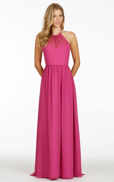 Sleeveless Maxi Chiffon Bridesmaid Dress with Straps Flowy Chiffon Bridesmaid Dress Women