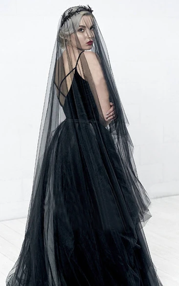 Soft Tulle Black Veil for Korean Style Bride Simple