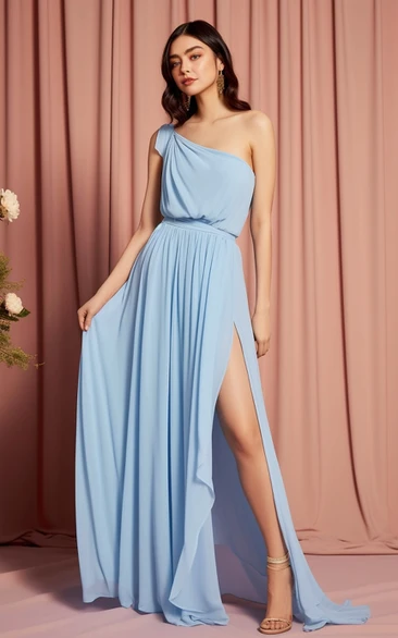 Sleeveless Chiffon A-Line Bridesmaid Dress with Split Front Casual Sexy Bridesmaid Dress