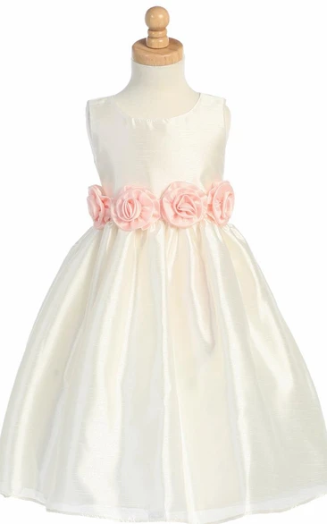 Tiered Organza Flower Girl Dress Tea-Length Prom Dress