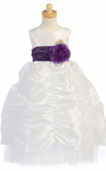 Tulle&Taffeta Flower Girl Dress with Layers of Ruffles