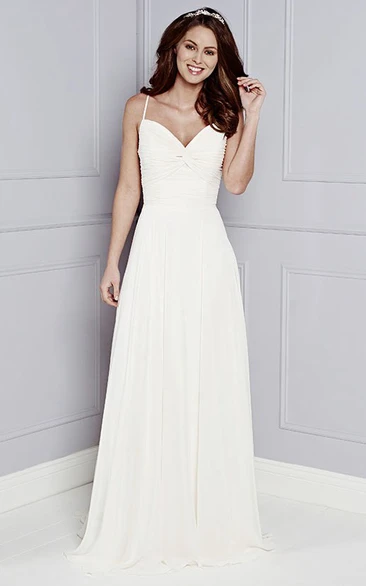 Chiffon A-Line Wedding Dress with Spaghetti Straps