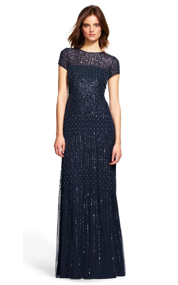 Jewel Neck Beaded Sequin Floor-Length Bridesmaid Dress Elegant 2024 Women's Dress