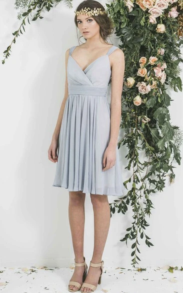 Mini Pleated Sleeveless Bridesmaid Dress with Straps