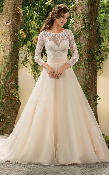 Wedding Dress with Plunging Neckline and Train