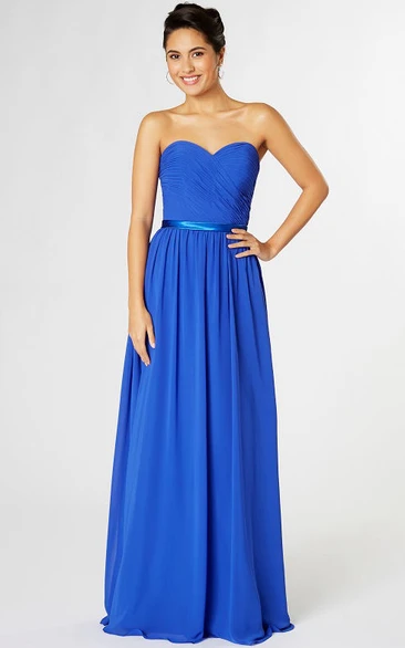 Criss-Cross Chiffon Bridesmaid Dress Sleeveless & Floor-Length