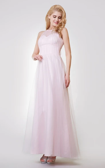 Pleated Tulle Prom Dress with A-line Silhouette