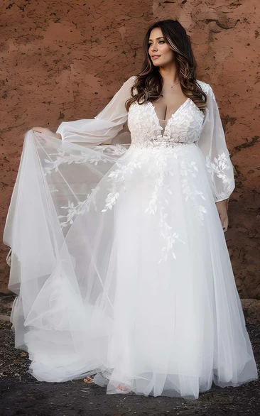 Plus size ball gown wedding dresses with sleeves sale