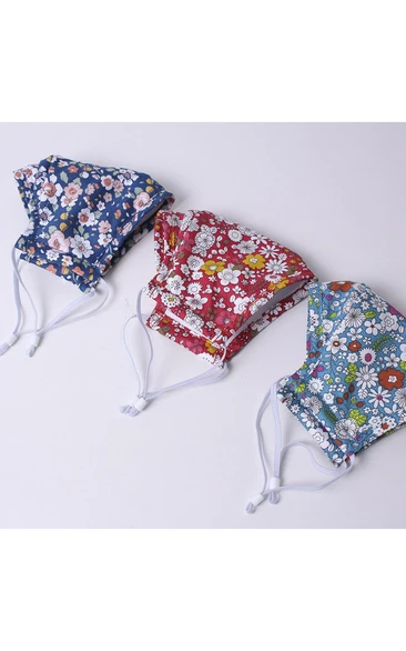 Non-medicial Reusable Floral Printed Cotton Face Mask In 3 Colors