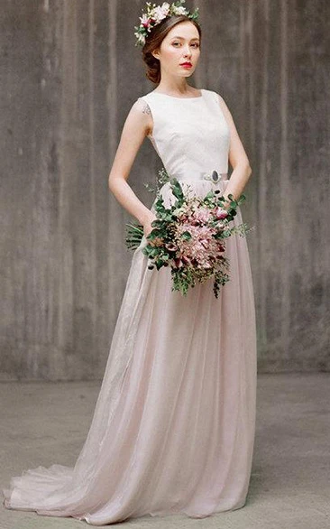 Tulle and Lace Ribbon Bridesmaid Dress with Illusion Back