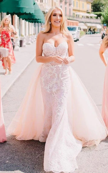 Elegant Sweetheart Wedding Dress with Removable Skirt Mermaid Tulle