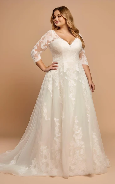 Simple plus size shop wedding dresses with sleeves