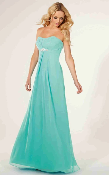 Chiffon Strapless Empire Bridesmaid Dress with Beading and Lace-Up Unique Bridesmaid Dress
