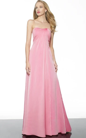 Empire A-Line Draped Jersey Bridesmaid Dress with Strapless