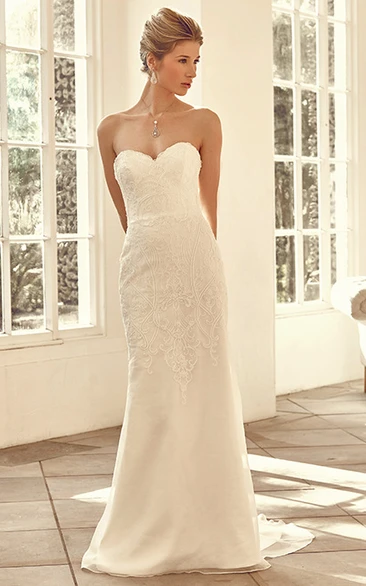 Sweetheart Lace Maxi Wedding Dress with Sweep Train Women's Unique