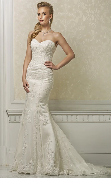 Sweetheart Mermaid Illusion Lace Wedding Dress Elegant Bridal Gown
