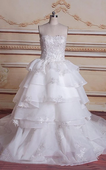 Sparkly Elegant A-Line Ball Gown Sequins Wedding Dress Romantic Modest Sweetheart Tiers Tulle Organza Appliques Bridal Gown