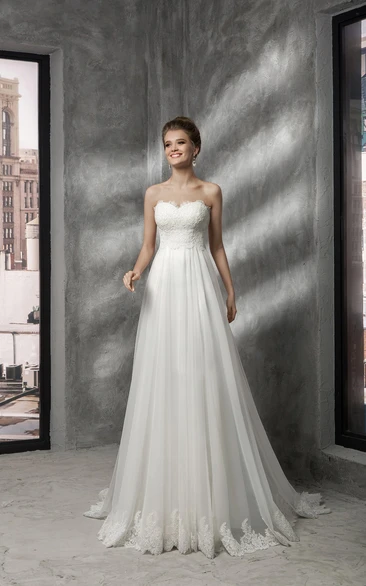 Sweetheart Empire Applique Corset-Back Wedding Dress