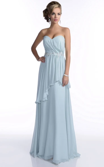 Two-Layer Skirt Bridesmaid Dress with Sweetheart Neckline and Pleated Chiffon