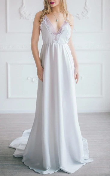 Lace Two-Piece Bridesmaid Dress Elegant and Simple White Boho Bridal Gown