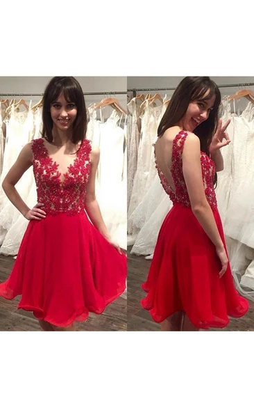 Rhinestone A-Line Chiffon Prom Dress with Sexy Open Back